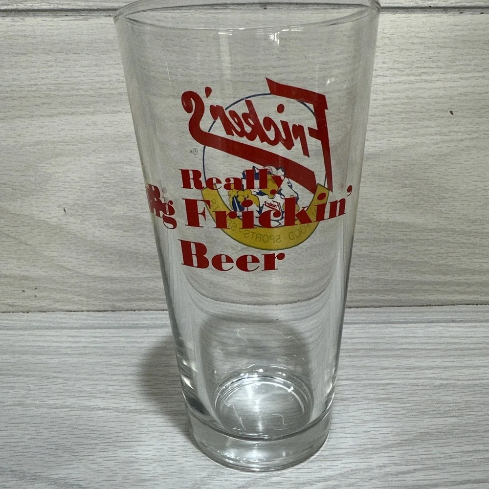 LIBBEY Fricker's Pint Glasses Really Big Frickin' Beer Logo Barware 6.72 x 3.25